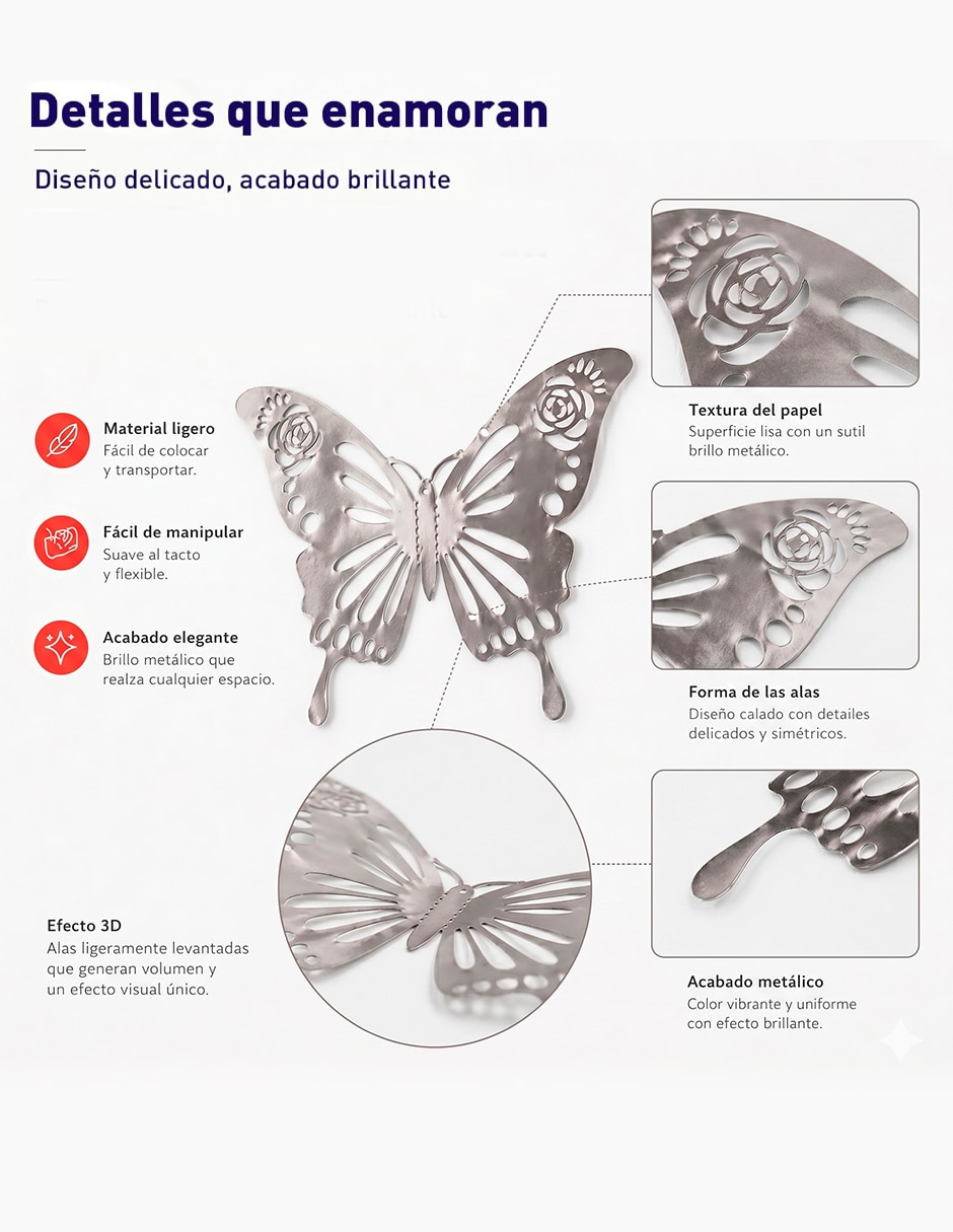 Figura decorativa de mariposa Bluelander 72 Mariposas Decorativas 3D
